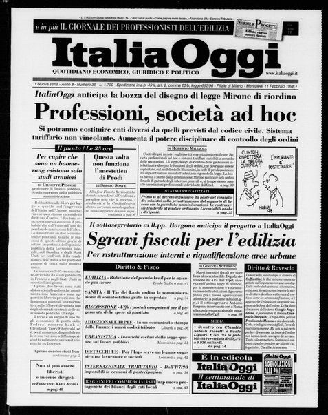 Italia oggi : quotidiano di economia finanza e politica